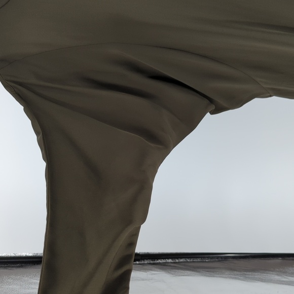 Zara Satin Bat Wing Sleeve Maxi Dress Olive Green S minimalist contemporary - Picture 4 of 7